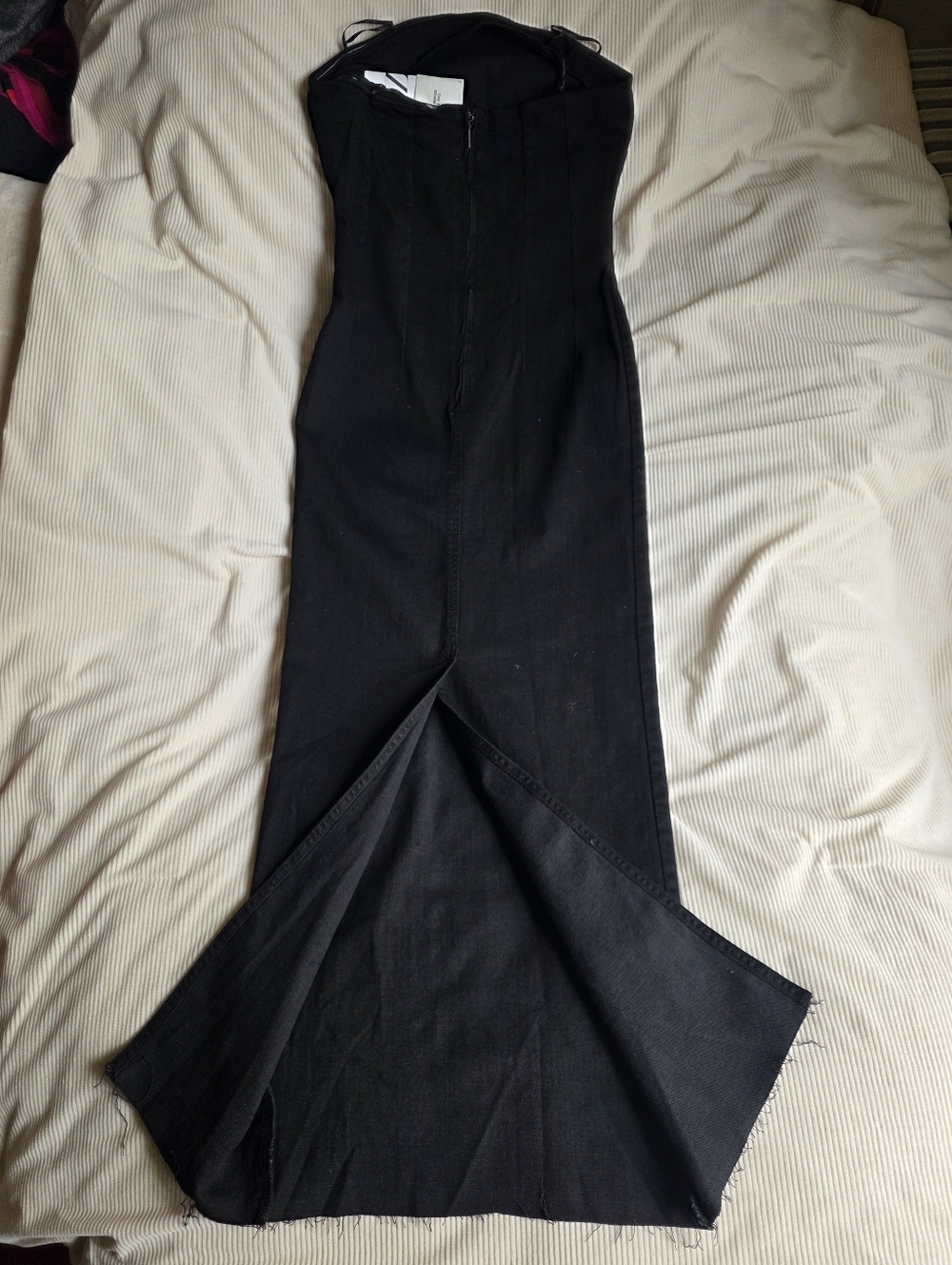 ZARA STRAPLESS FITTED DENIM DRESS FRAYED BLack BNWT - Picture 2 of 16